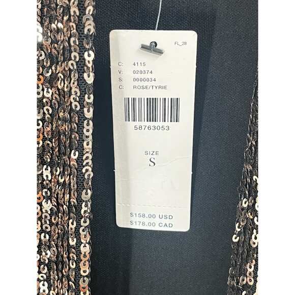 Anthropologie Gold Sequin Long Sleeve Duster Cardigan Holiday NYE Glam Sz S NWT - Picture 6 of 10
